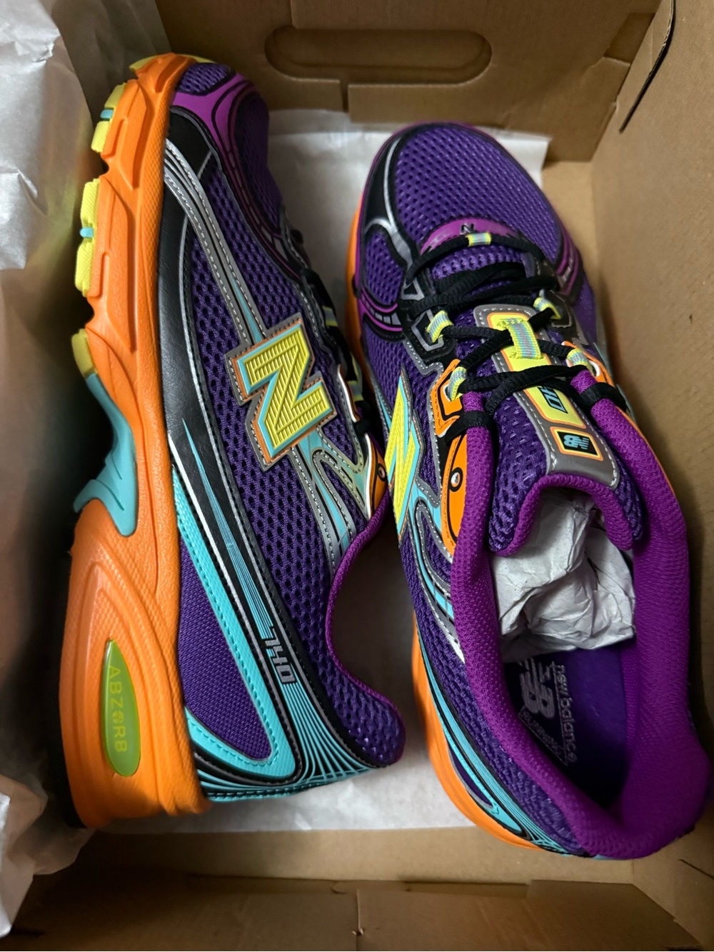 New Balance  740s men’s Purple, Orange & Teal Mesh Athletic Sneakers